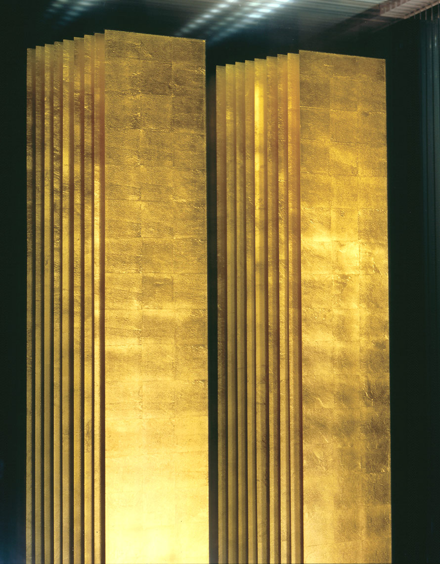 9-11 Memorial Detail in glass and gold leaf by Peter Diepenbrock