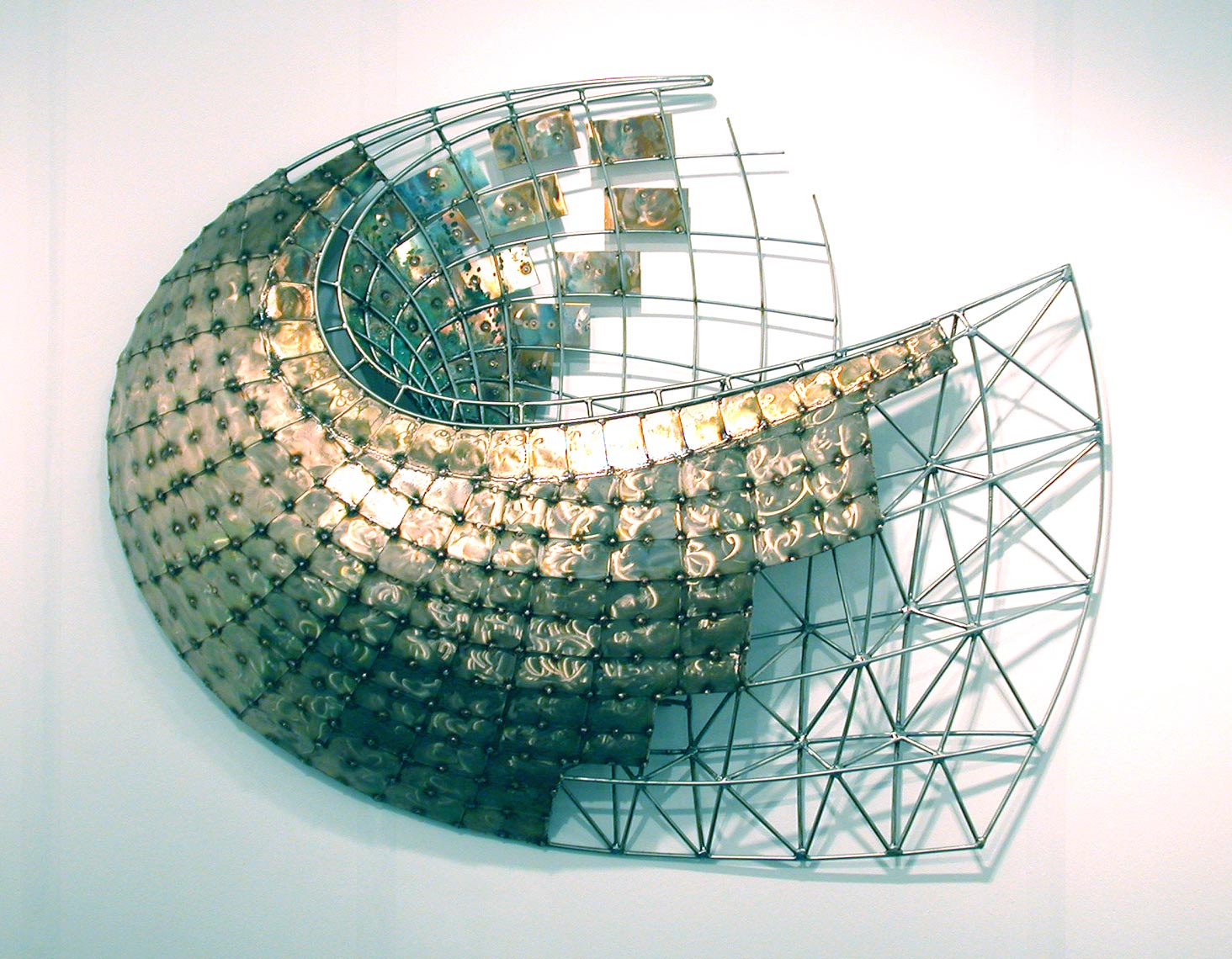 Cerebral-Vortex a bronze and stainless steel wall sculpture by Peter Diepenbrock