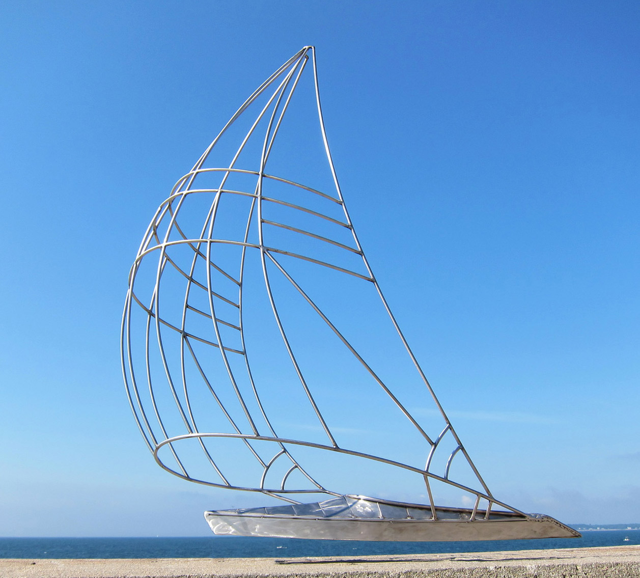Sail vessel I a sail boat sculpture by Peter Diepenbrock
