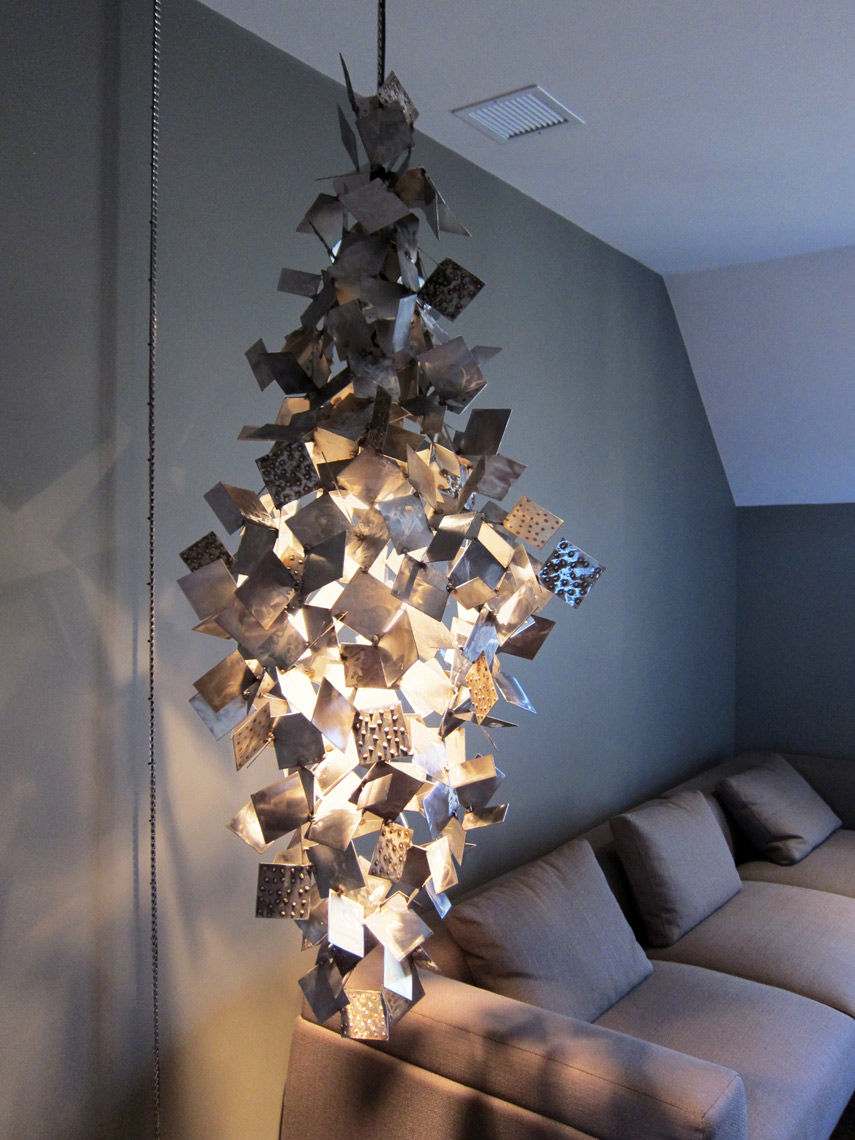 Sculptural Lighting by Peter Diepenbrock in metal for a private residence