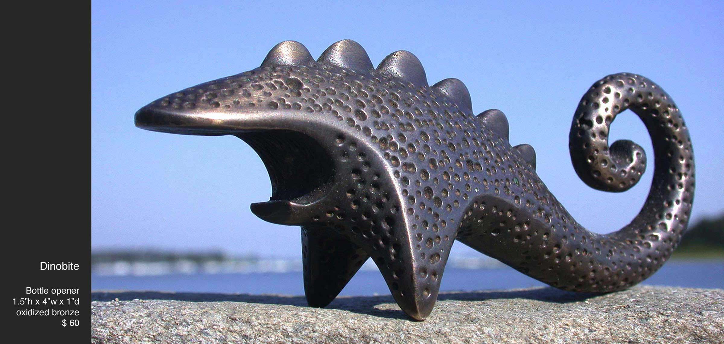The Dinobite Bottle opener in Bronze by Peter Diepenbrock