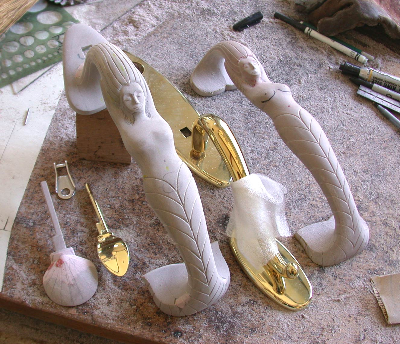 Custom Mermaid Door Handle Hardware by Peter Diepenbrock